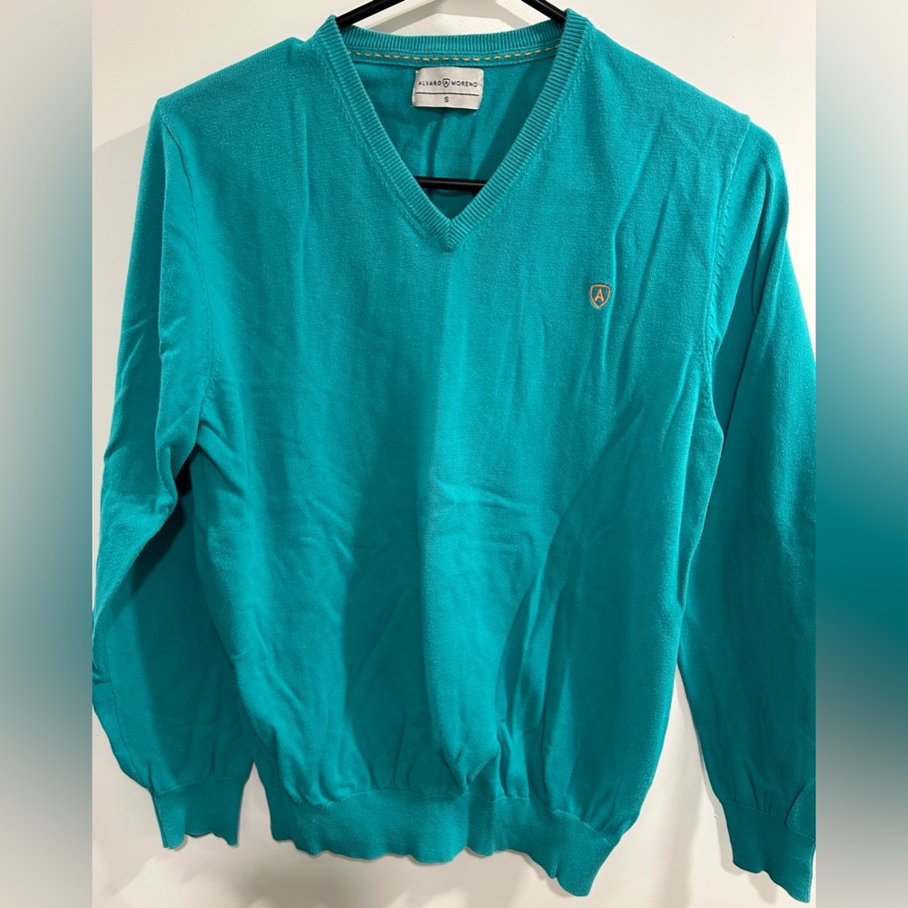 Men's V-Neck Sweater in Teal by
